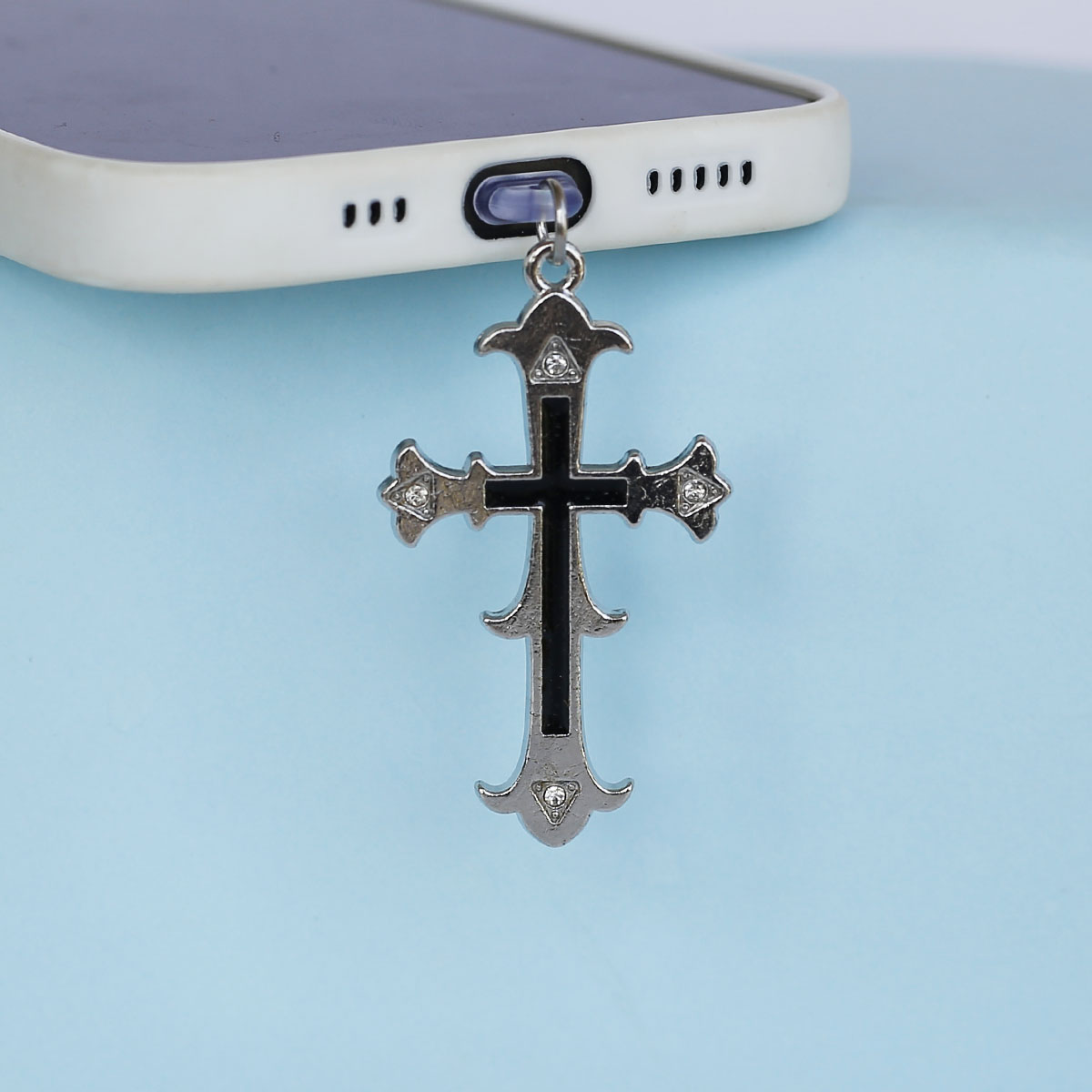 1pc 크리스탈 스톤 크로스 흑백 전화 먼지 플러그 펜 - Phone Accessories For Boys 리뷰 및 가격