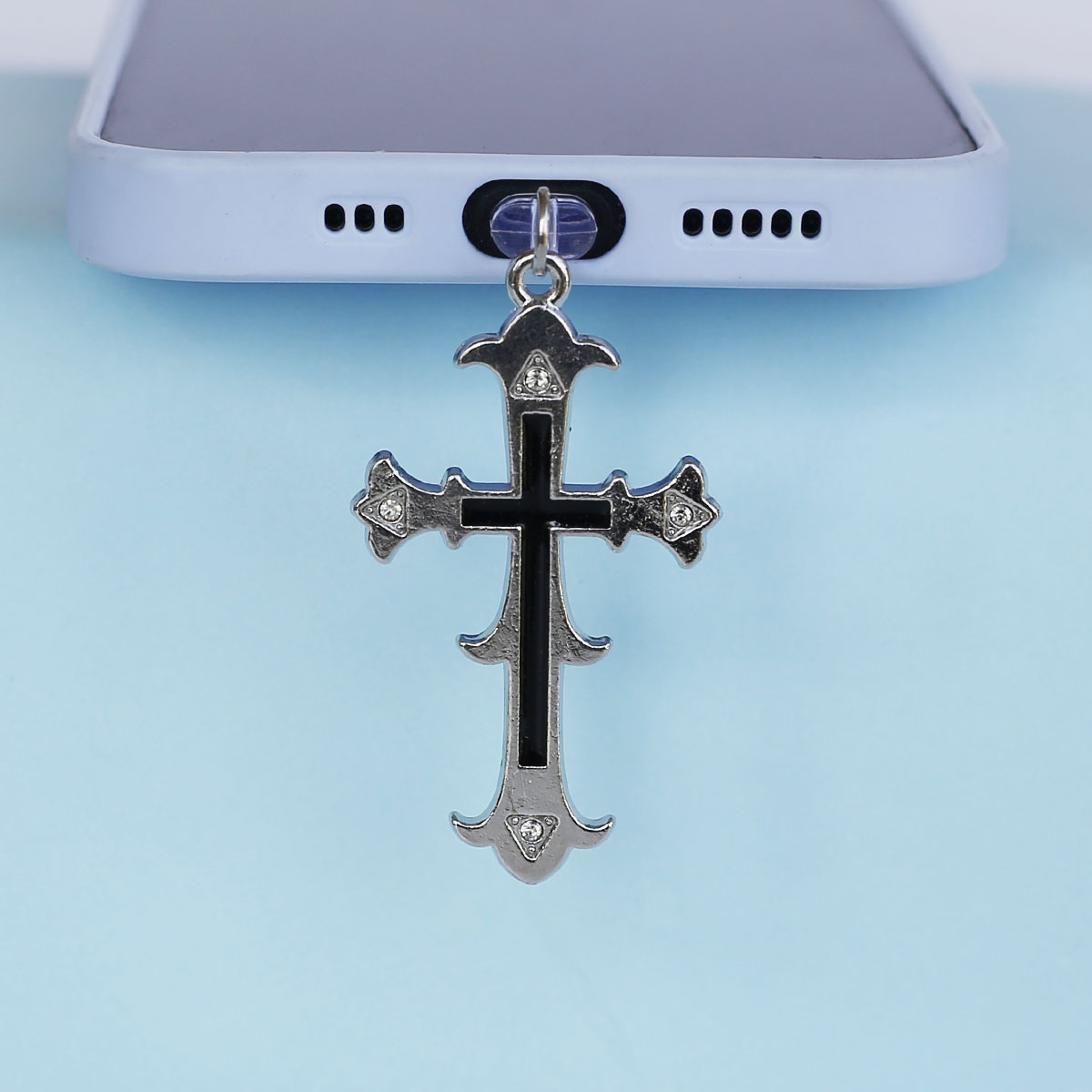 1pc 크리스탈 스톤 크로스 흑백 전화 먼지 플러그 펜 - Phone Accessories For Boys 리뷰 및 가격