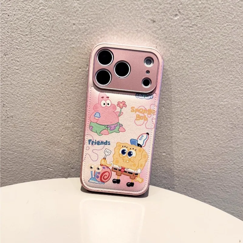 귀여운 애니메이션 스폰지밥 핑크색 고급 광택 폰 케이스 - Phone Accessories Trending Products 리뷰 및 가격